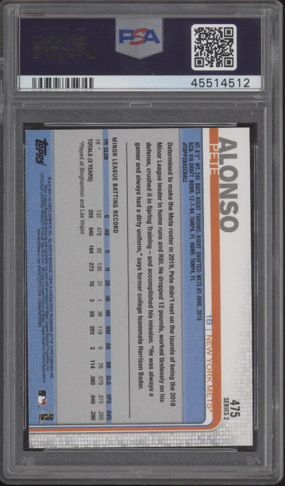 Pete Alonso 2019 Topps Series 2 RC #475 PSA 9 - Collector Store LLC