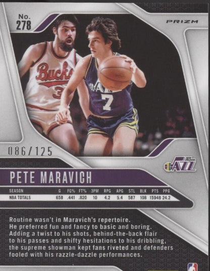 Pete Maravich 2024 - 25 Panini Prizm Orange Fast Break Prizm 086/125 278 - Collector Store LLC
