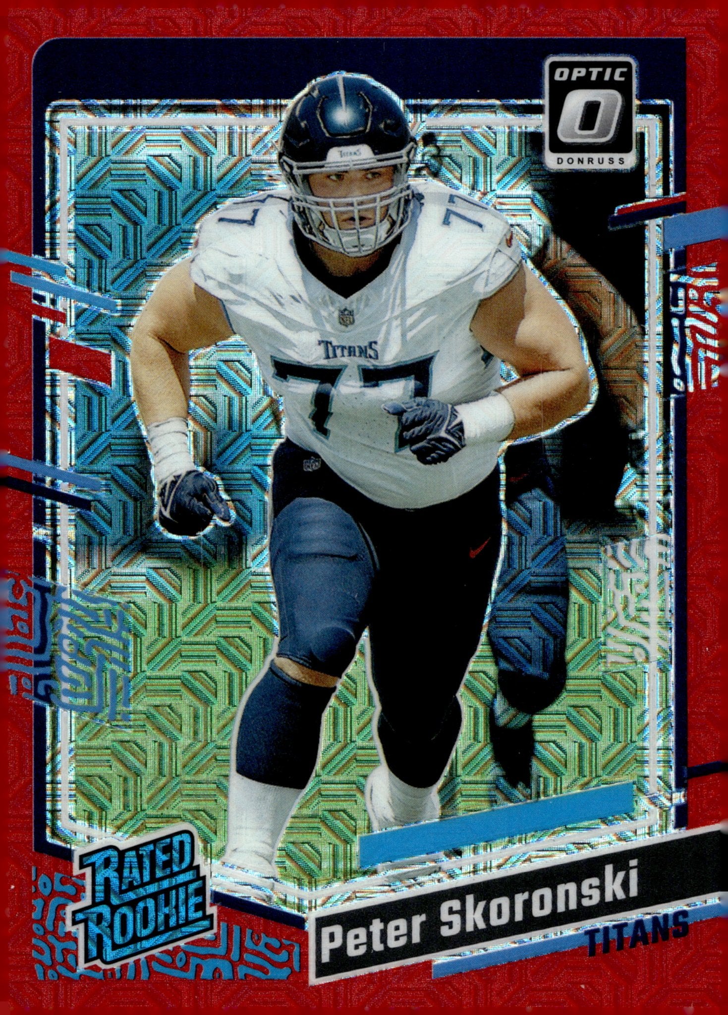 Peter Skoronski 2023 Panini Donruss Optic Rated Rookie Red Mojo Prizm #296 - Collector Store LLC