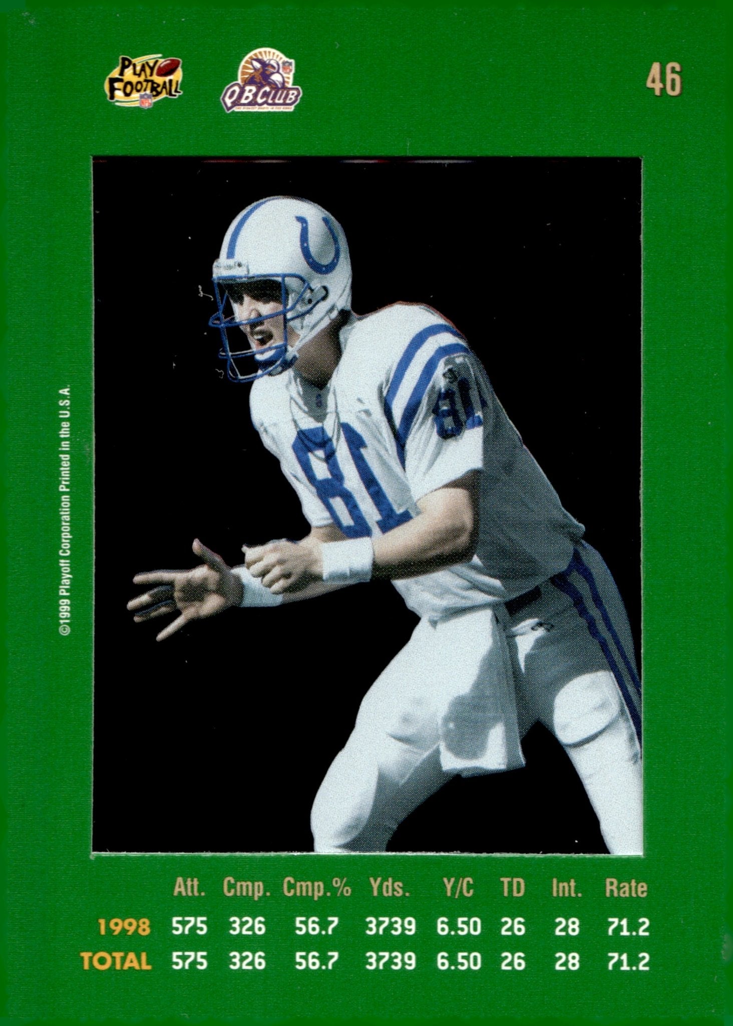 Peyton Manning 1999 Playoff Absolute SSD Green #46 #2 - Collector Store LLC