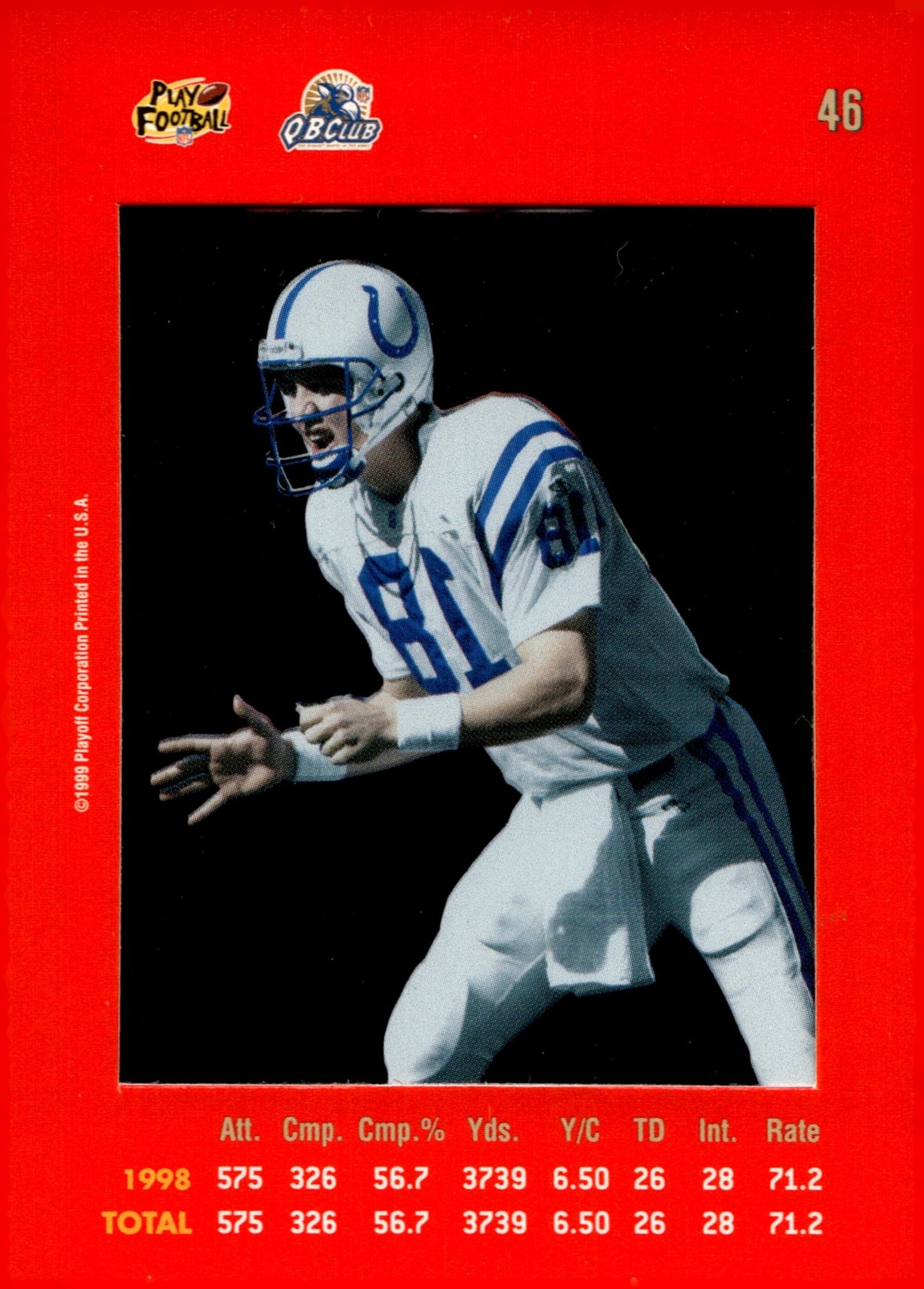 Peyton Manning 1999 Playoff Absolute SSD Red #46 - Collector Store LLC