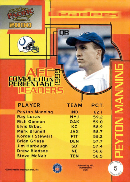 Peyton Manning 2000 Pacific AFC Leaders #5 - Collector Store LLC