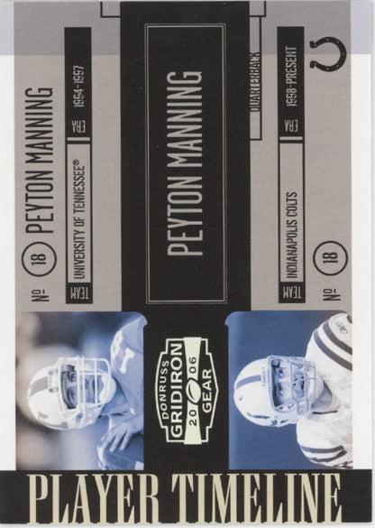 Peyton Manning 2006 Donruss Gridiron Gear Player Timeline 167/250 PT - 20 - Collector Store LLC