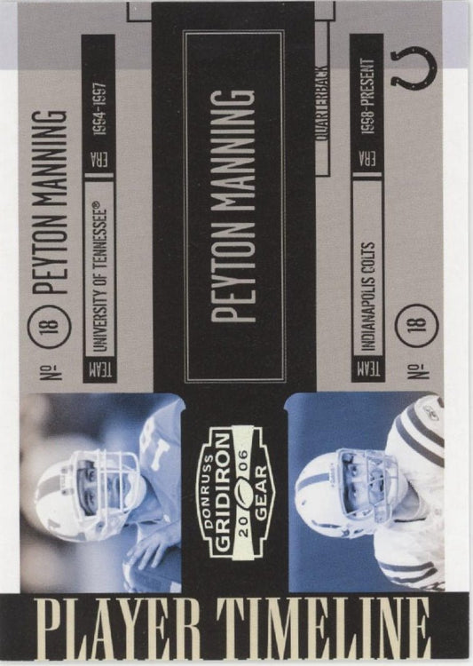 Peyton Manning 2006 Donruss Gridiron Gear Player Timeline 167/250 PT - 20 - Collector Store LLC
