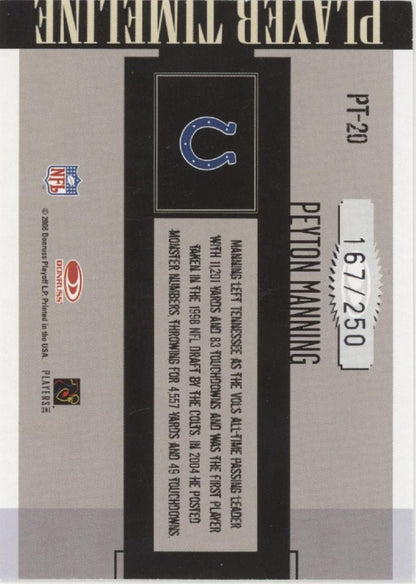 Peyton Manning 2006 Donruss Gridiron Gear Player Timeline 167/250 PT - 20 - Collector Store LLC