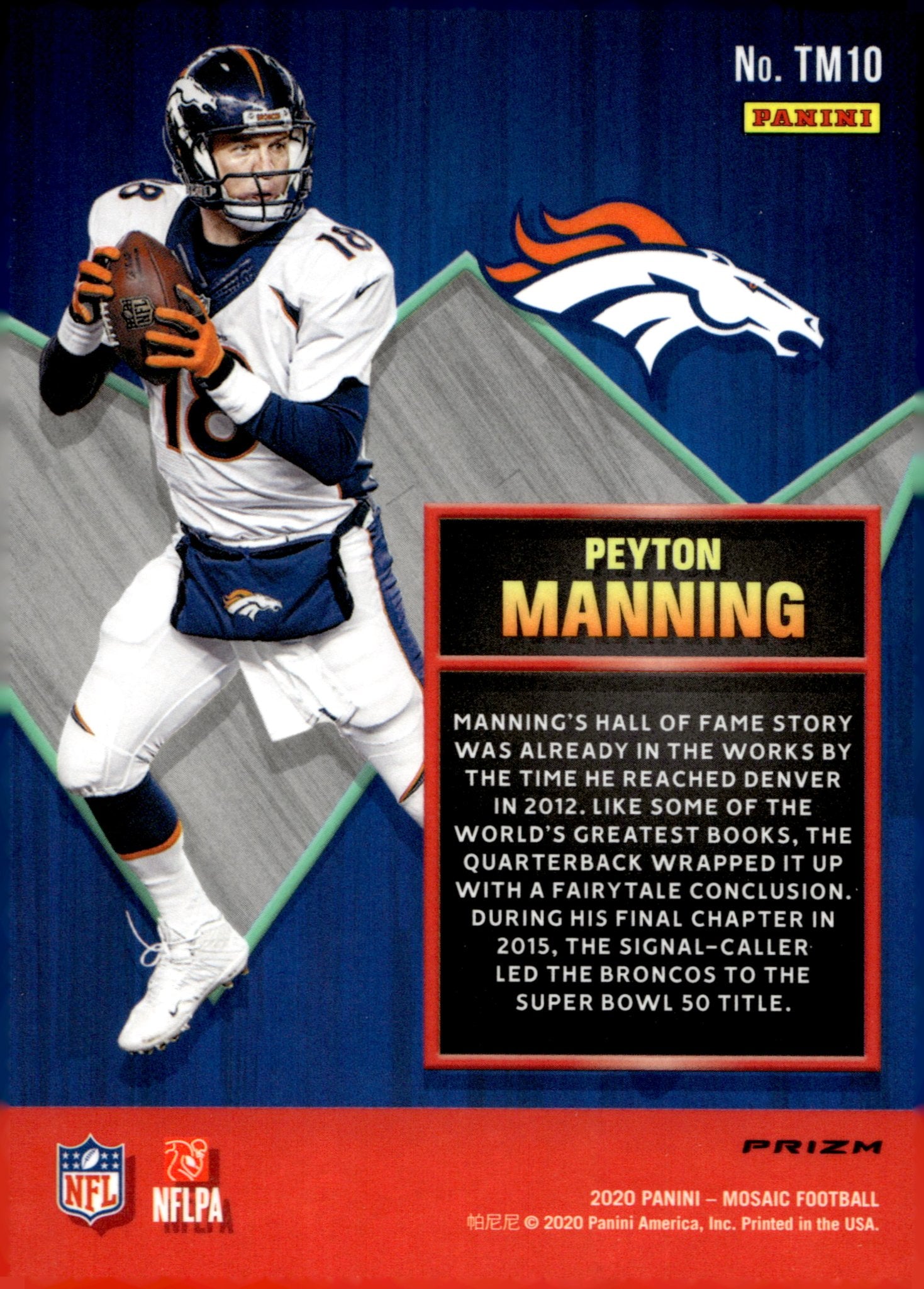 Peyton Manning 2020 Panini Mosaic Touch Down Masters Red Prizm #TM10 - Collector Store LLC