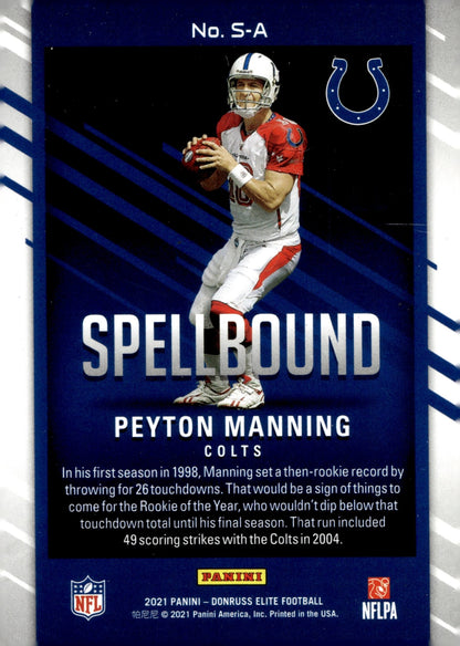 Peyton Manning 2021 Panini Donruss Elite Spellbound "A" #S - A - Collector Store LLC