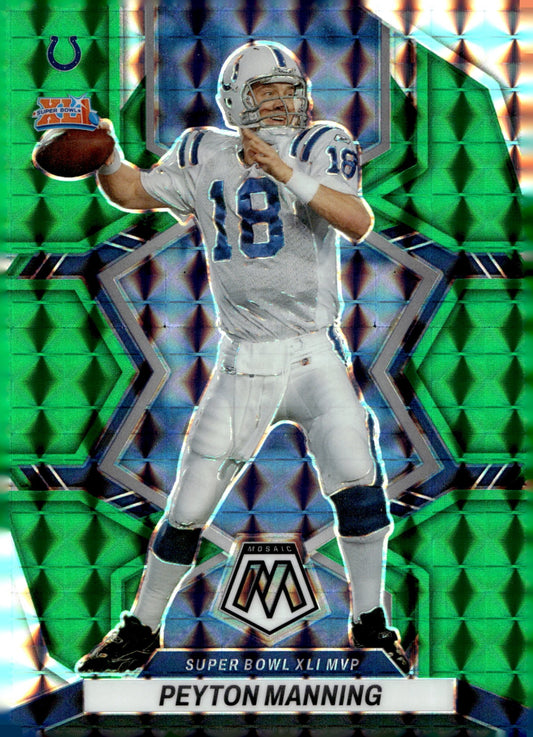 Peyton Manning 2022 Panini Mosaic Super Bowl XLI MVP Green Prizm #298 - Collector Store LLC