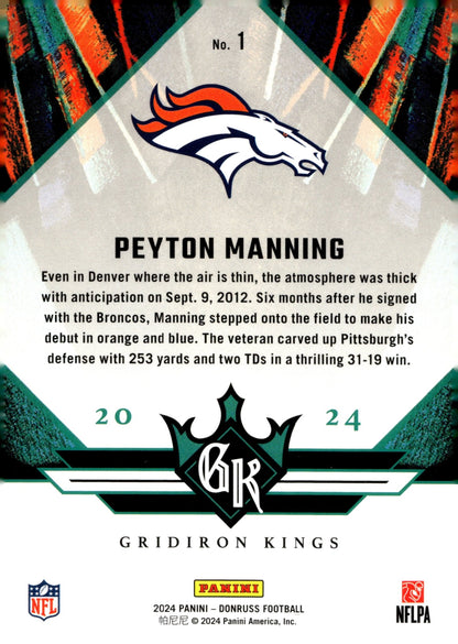 Peyton Manning 2024 Panini Donruss All Time Gridiron Kings #1 - Collector Store LLC