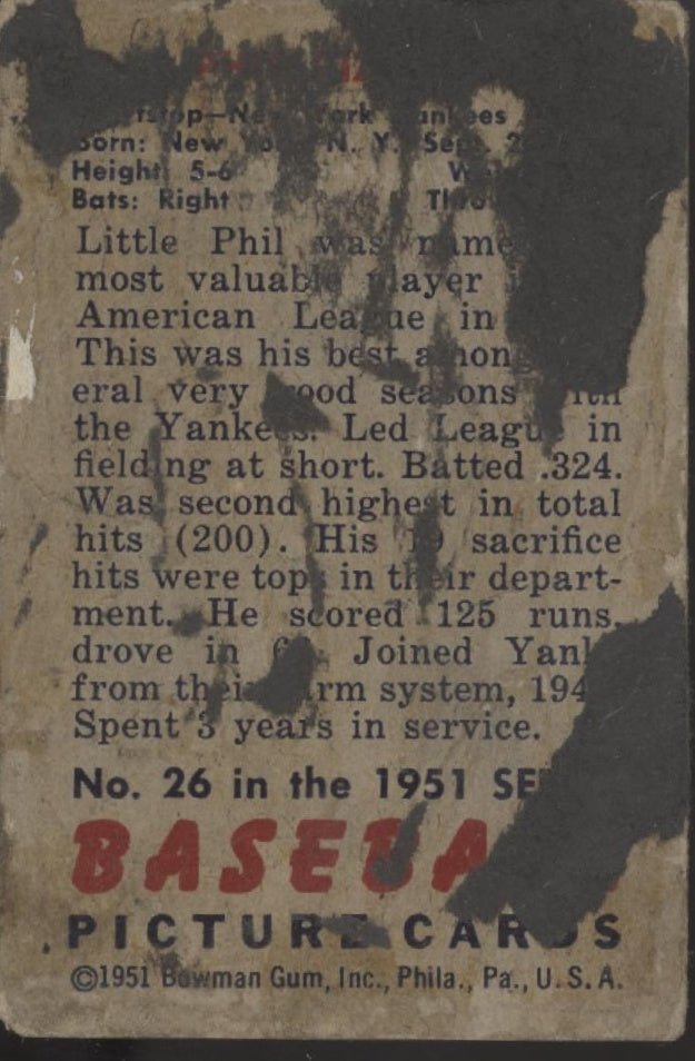 Phil Rizzuto 1951 Bowman #26 New York Yankees PR - Collector Store LLC