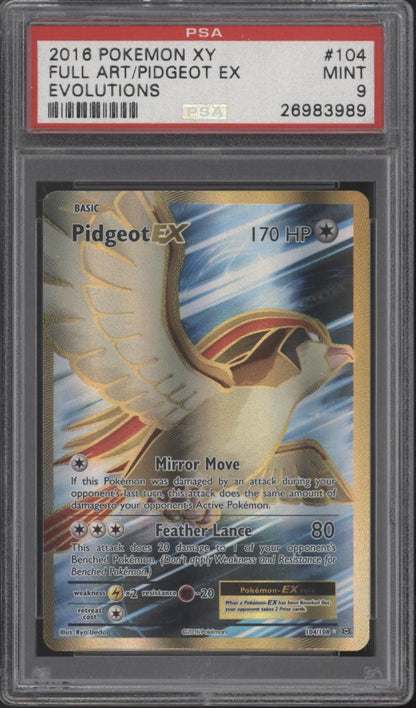 Pidgeot ex Pokemon Evolutions Full Art 104 PSA 9 - Collector Store LLC