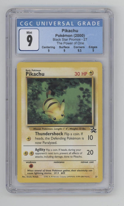 Pikachu Pokemon Black Star Promo The Power of One #27 CGC 9 Pikachu Pokemon Black Star Promo The Power of One #27 CGC 9