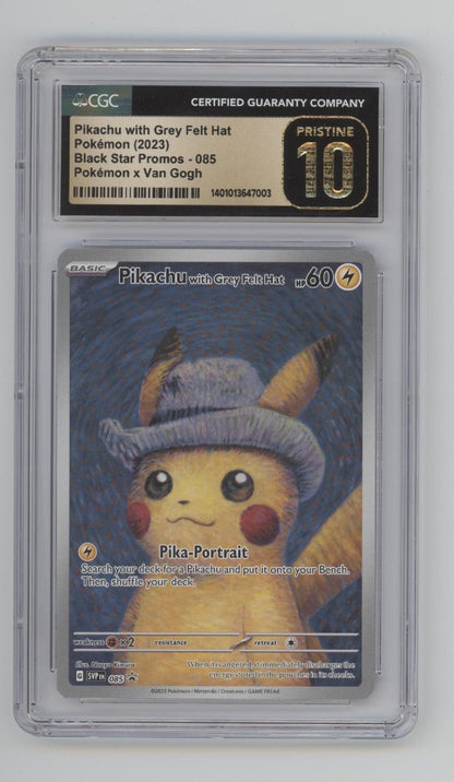 hat pikachu pokemon go card Pikachu w Grey Felt Hat Pokemon Black Star Promo x Van Gogh #085 CGC 10 Pristine