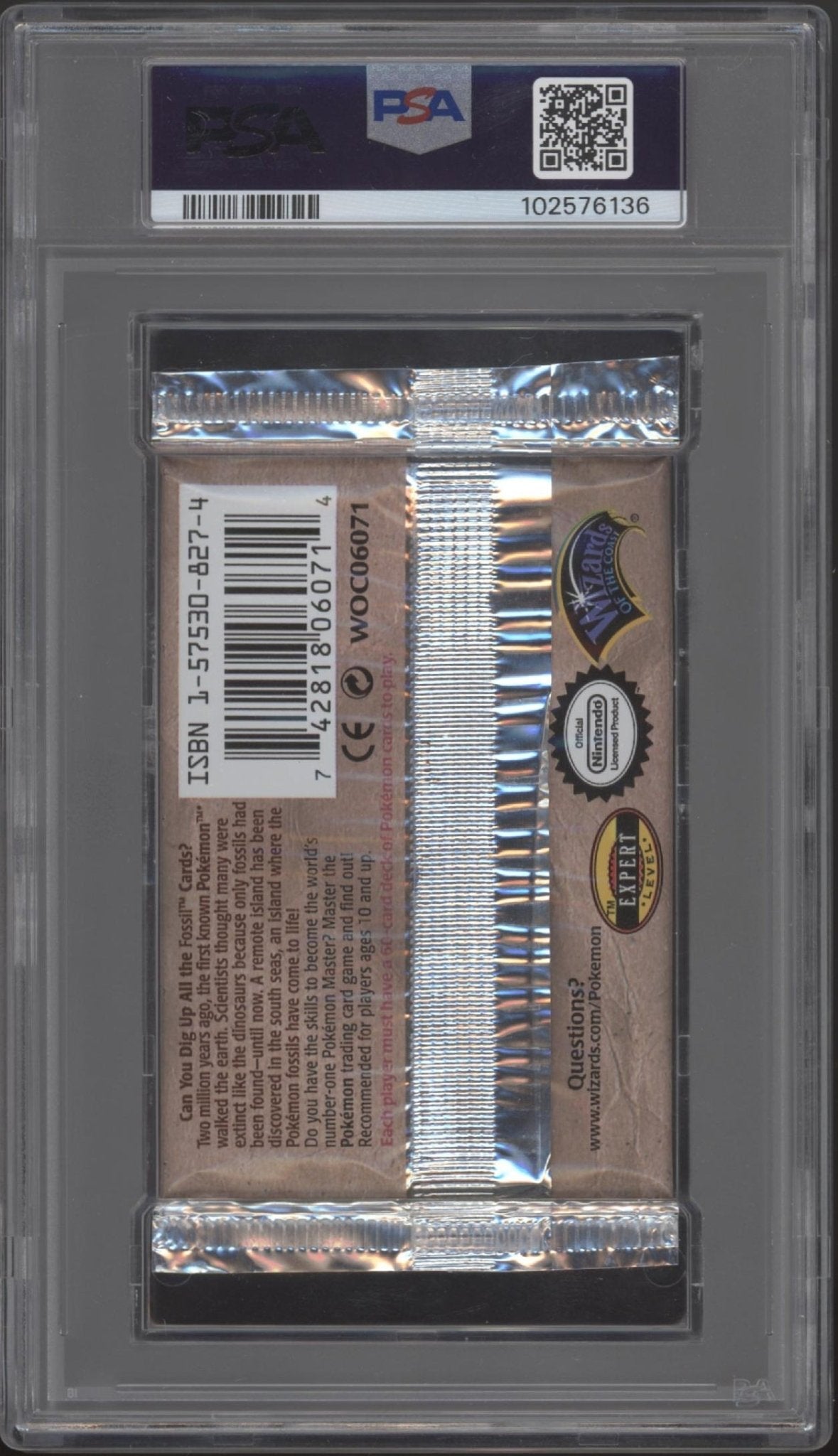 Pokemon Fossil Unlimited Narrow Margins Lapras Booster Pack PSA 9 - Collector Store LLC