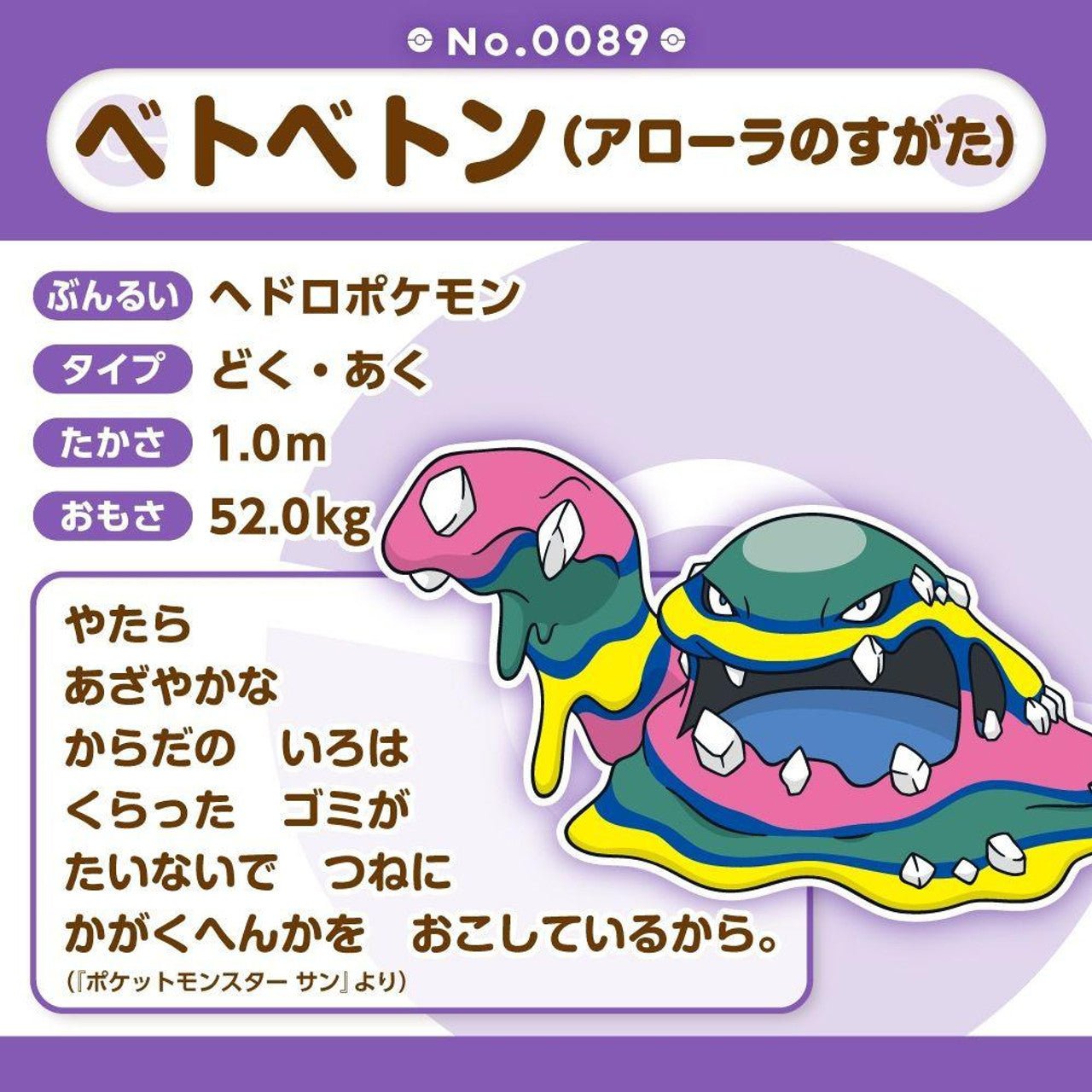 Pokemon: Pokemon Fit Alolan Muk No.A089 Plush (Japanese Pokemon Center Exclusive) - Collector Store LLC