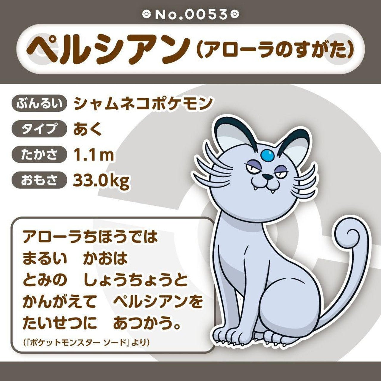 Pokemon: Pokemon Fit Alolan Persian No.A053 Plush (Japanese Pokemon Center Exclusive) - Collector Store LLC