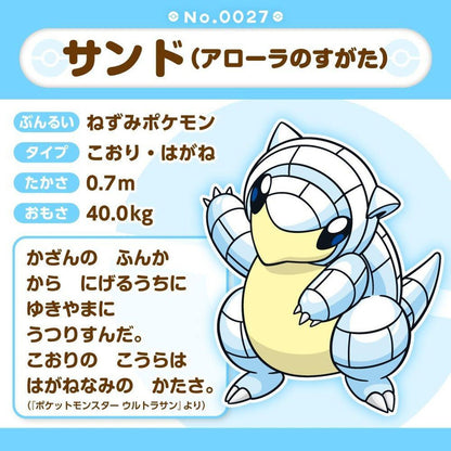 Pokemon: Pokemon Fit Alolan Sandshrew No.A027 Plush (Japanese Pokemon Center Exclusive) - Collector Store LLC