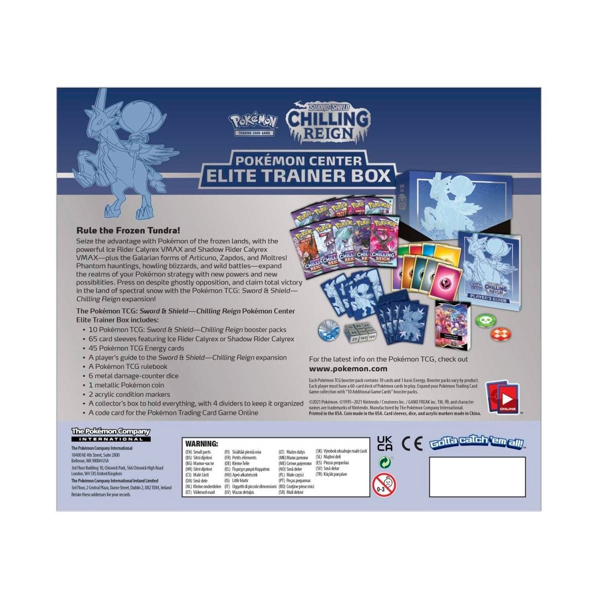 Pokemon: Sword & Shield Chilling Reign Pokemon Center Elite Trainer Box [Ice Rider Calyrex] - Collector Store LLC