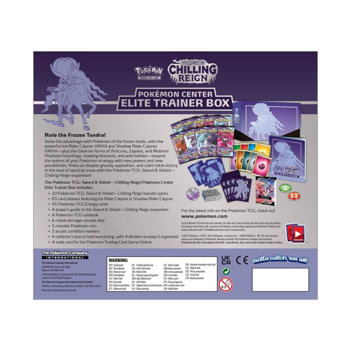 Pokemon: Sword & Shield Chilling Reign Pokemon Center Elite Trainer Box [Shadow Rider Calyrex] - Collector Store LLC