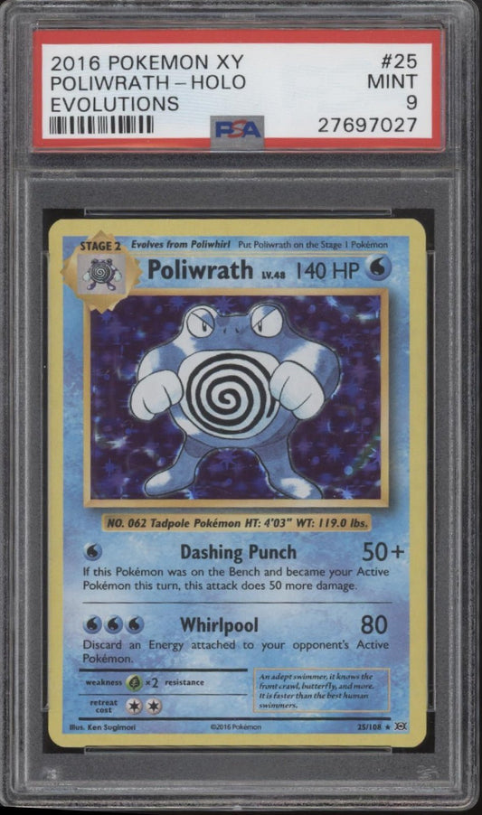 Poliwrath Pokemon Evolutions Holo 25 PSA 9 - Collector Store LLC