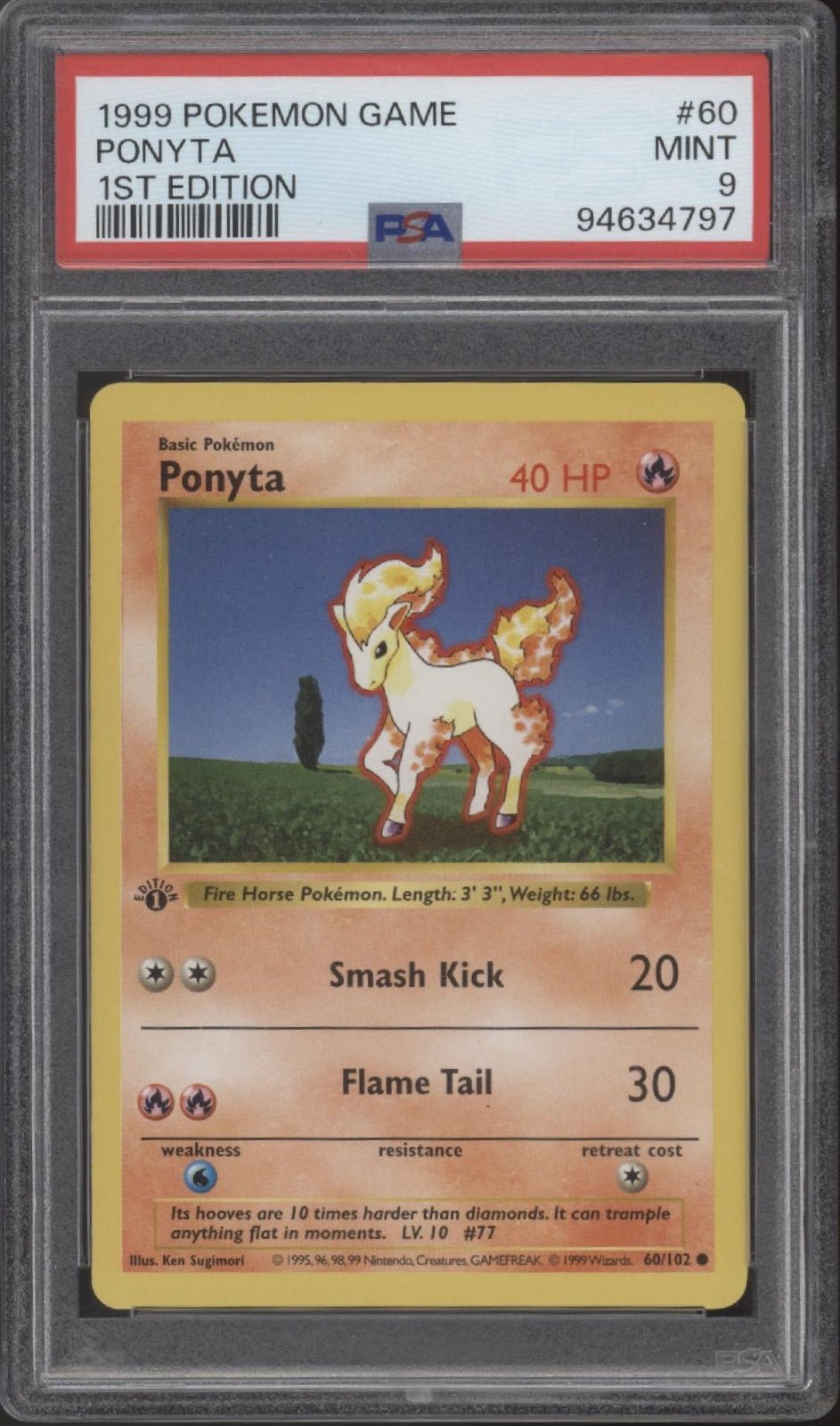 Ponyta Pokemon Base Set 1st Edition #60 PSA 9 - Collector Store LLC