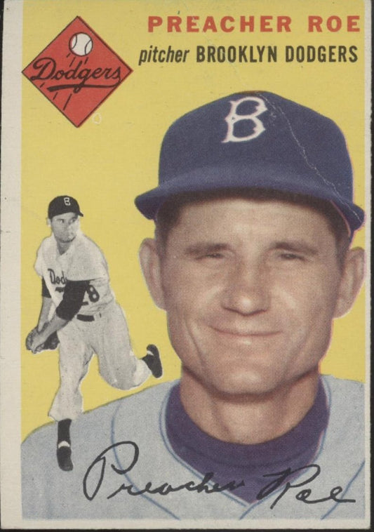 Preacher Roe 1954 Topps 14 Brooklyn Dodgers VG - Collector Store LLC