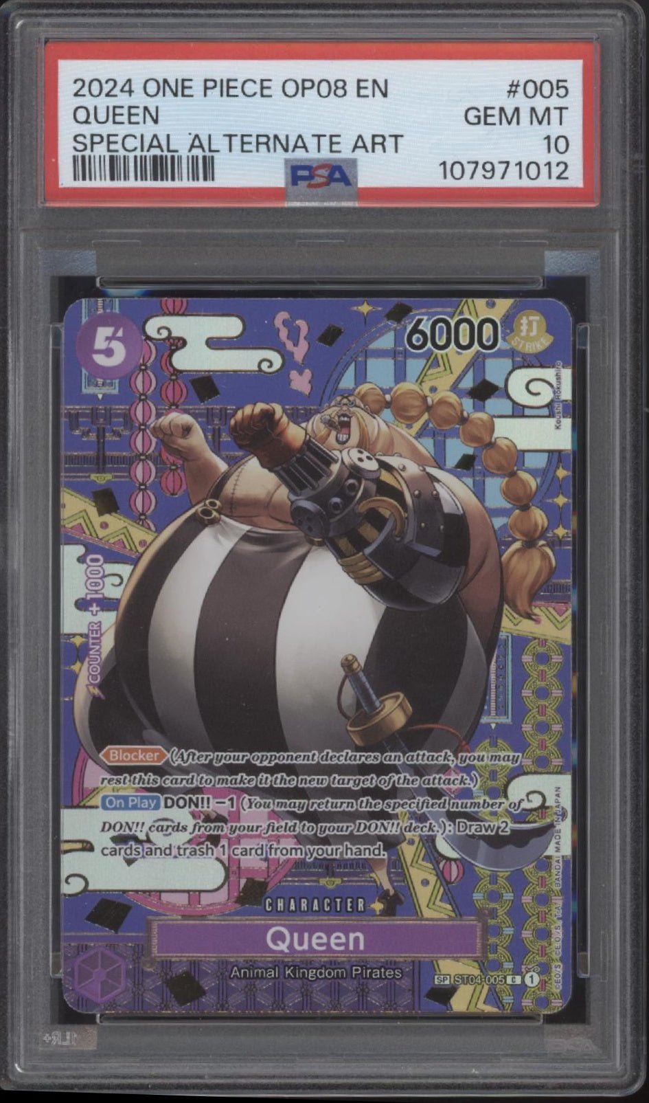 Queen One Piece Card Game Two Legends Special Alternate Art 005 PSA 10 - Collector Store LLC