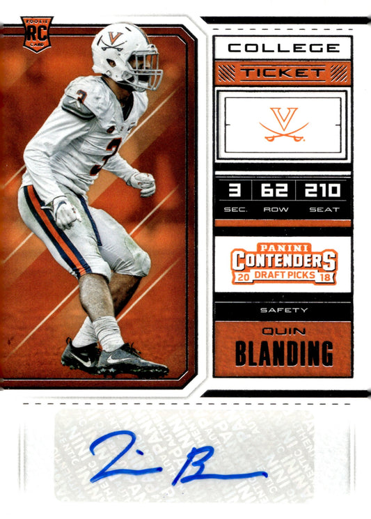 Quin Blanding 2018 Panini Contenders Draft Picks College Ticket RC Auto #219 - Collector Store LLC