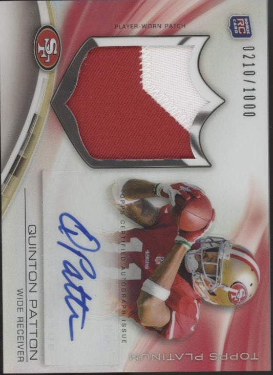 Quinton Patton 2013 Topps Platinum Swatch RC Auto 0210/1000 #ARP - QP - Collector Store LLC