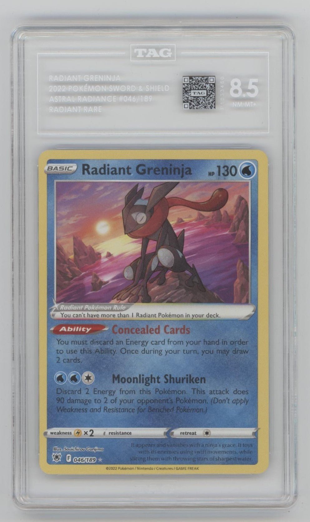 Radiant Greninja Pokemon Astral Radiance #046 TAG 8.5 - Collector Store LLC