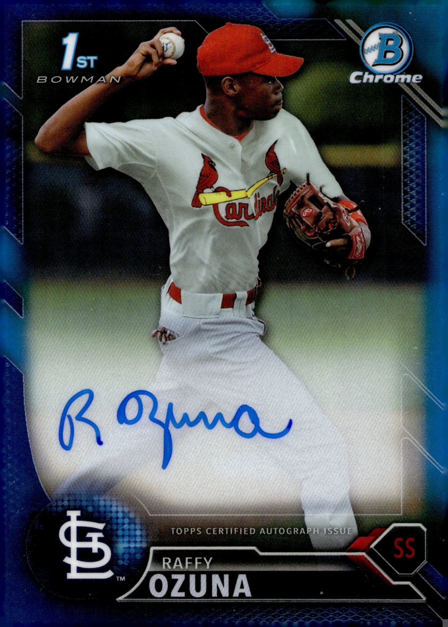 Raffy Ozuna 2016 Bowman Chrome Blue Refractor Auto 014/150 #BCAP - RO - Collector Store LLC