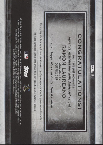 Ramon Laureano 2020 Topps Museum Collection Dual Relics Auto 081/299 #SSDA - RL - Collector Store LLC