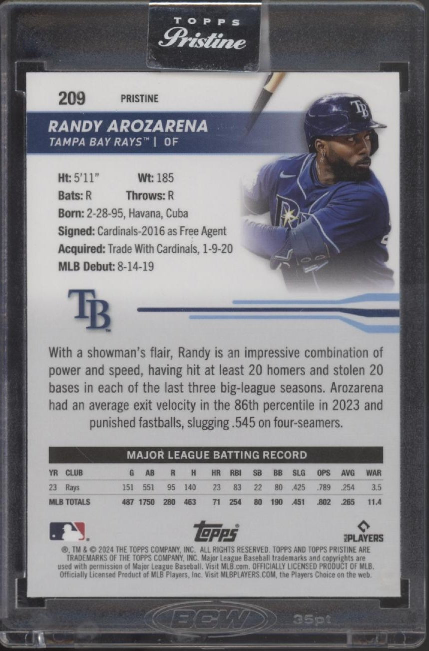 Randy Arozarena 2024 Topps Pristine Orange Pulsar Refractor 25/25 #209 - Collector Store LLC