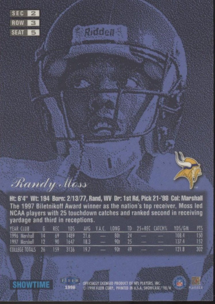 Randy Moss 1998 Fleer Flair Showtime RC #235 #1 - Collector Store LLC