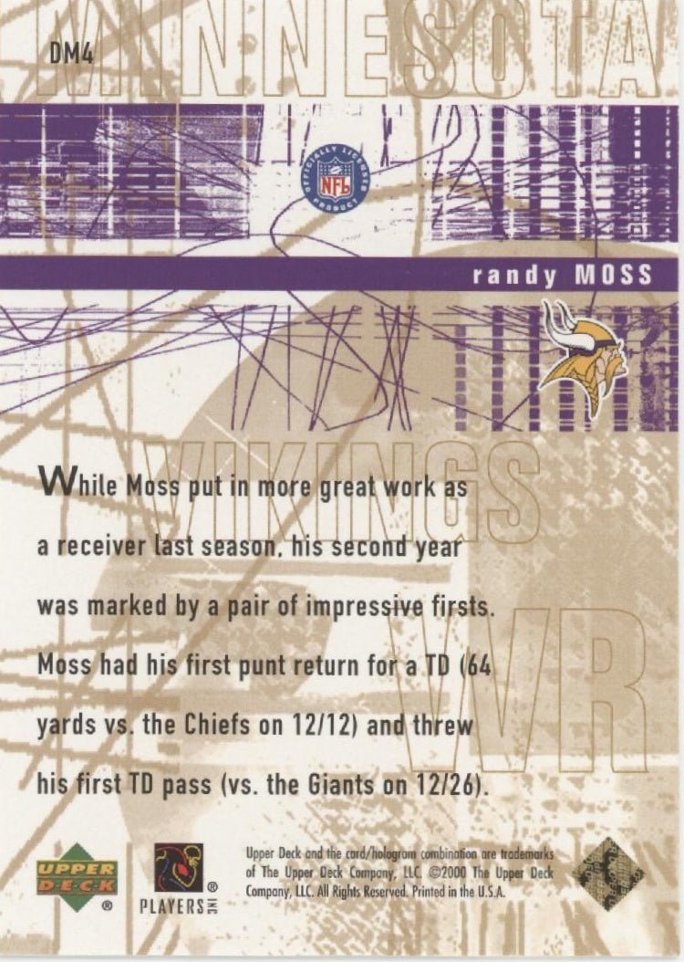 Randy Moss 2000 Upper Deck Black Diamond Might #DM4 - Collector Store LLC