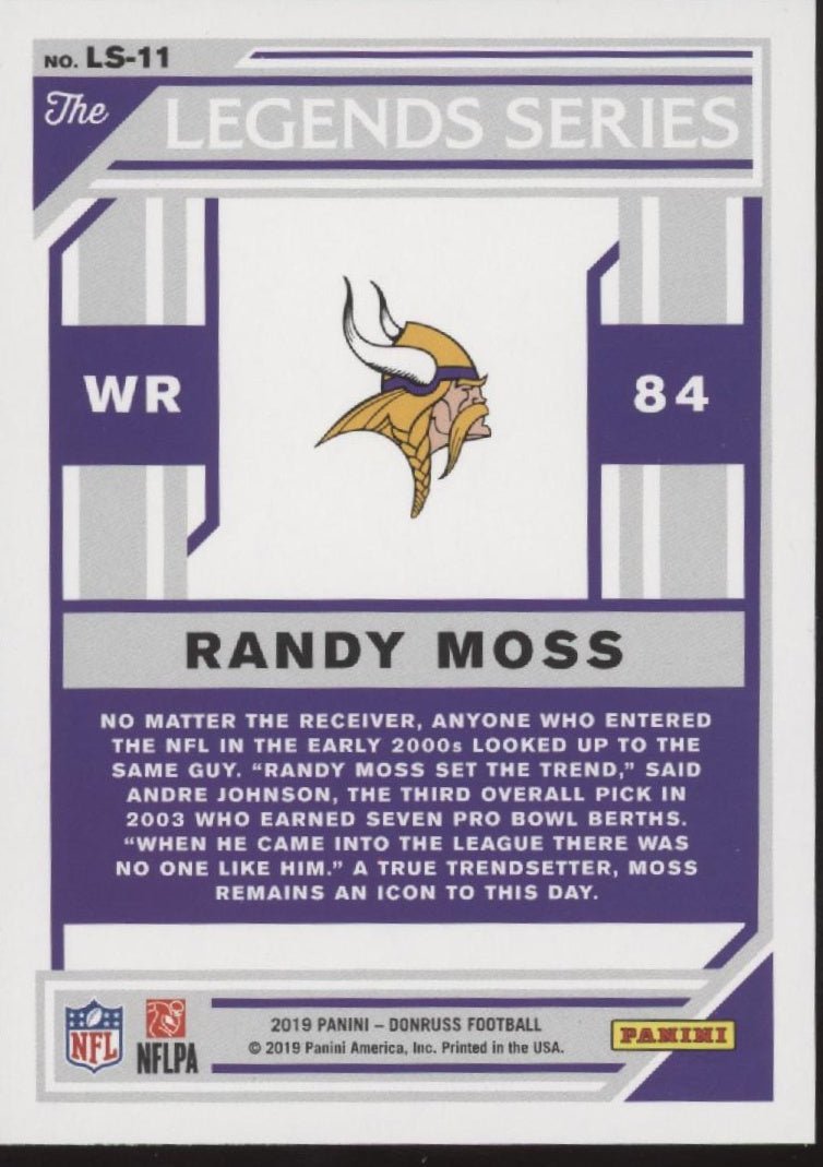 Randy Moss 2019 Panini Donruss Legends Series #LS - 11 - Collector Store LLC