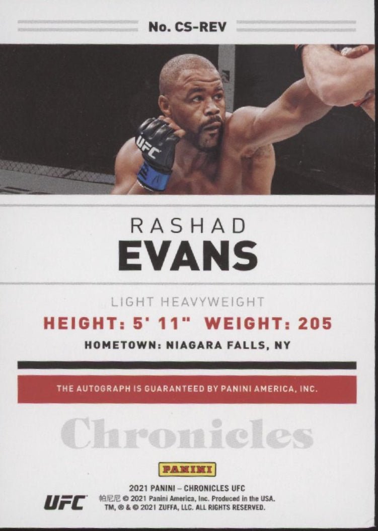 Rashad Evans 2021 Panini Chronicles Red Auto #CS - REV - Collector Store LLC