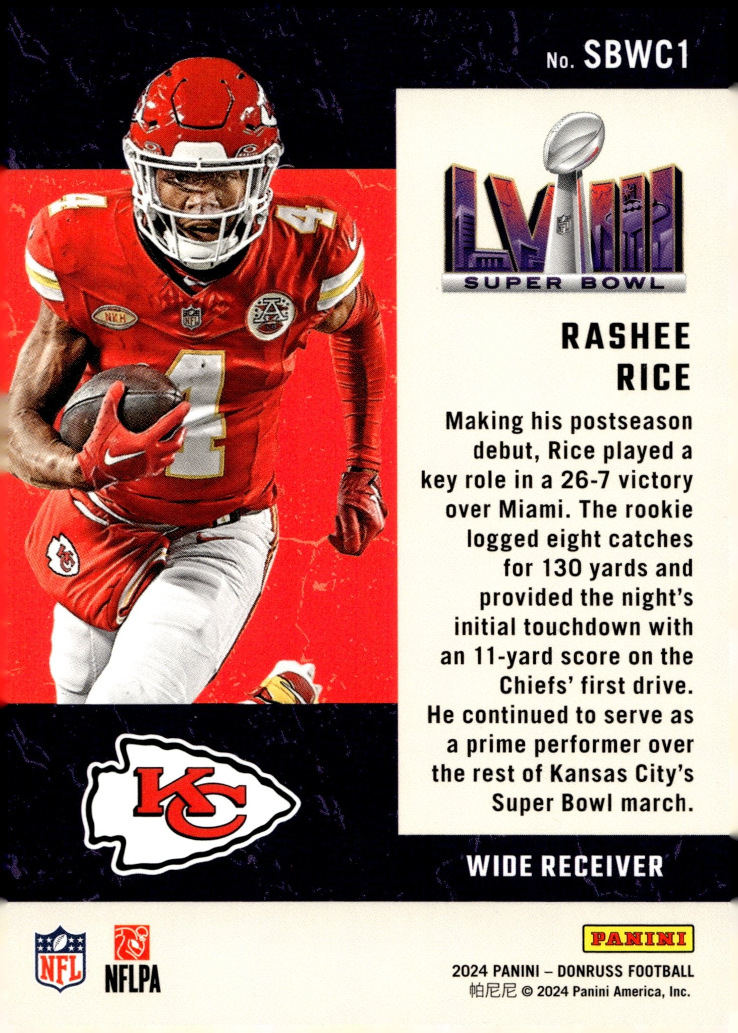 Rashee Rice 2024 Panini Road to the Super Bowl #SBWC1 - Collector Store LLC