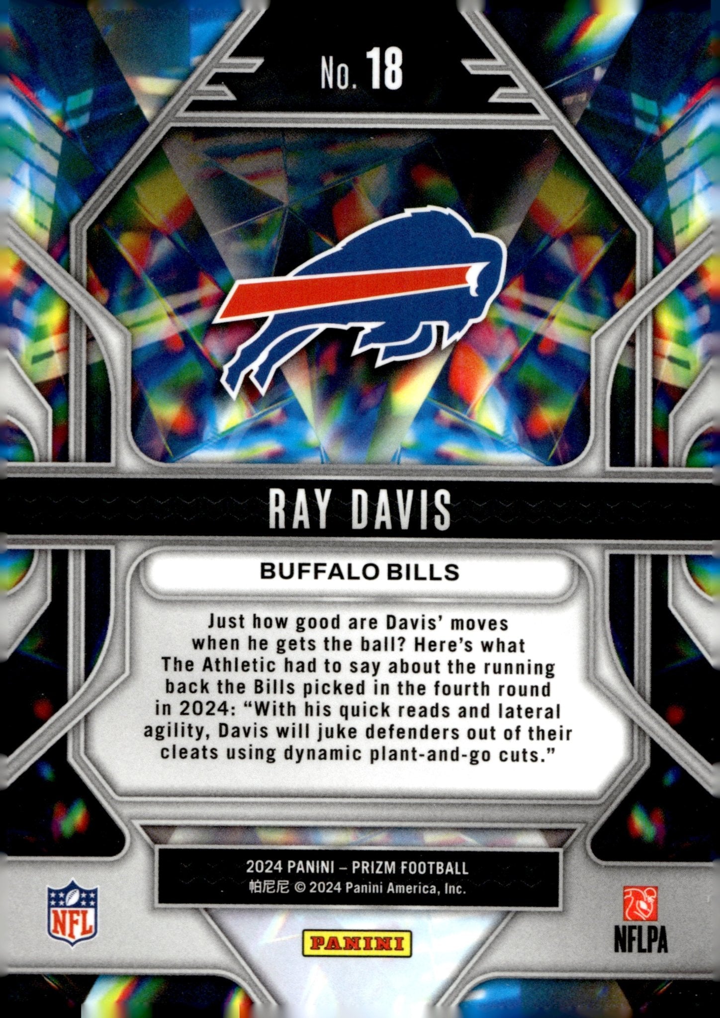 Ray Davis 2024 Panini Prizm Prizmatic RC #18 - Collector Store LLC