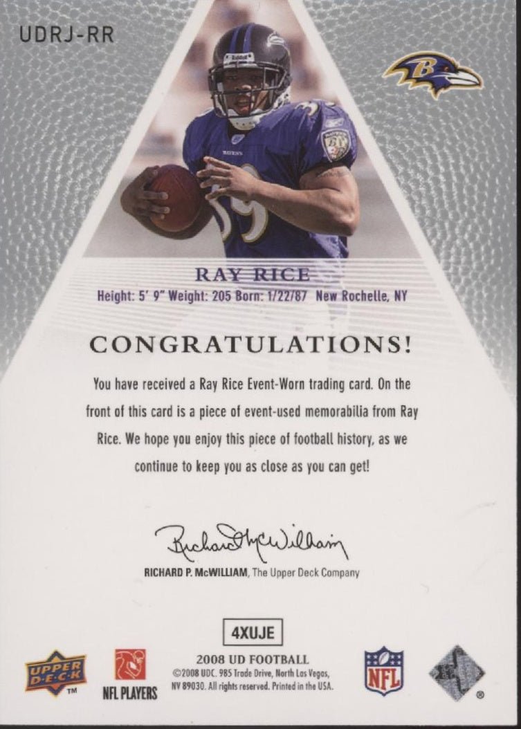 Ray Rice 2008 Upper Deck Swatch RC #UDRJ - RR - Collector Store LLC