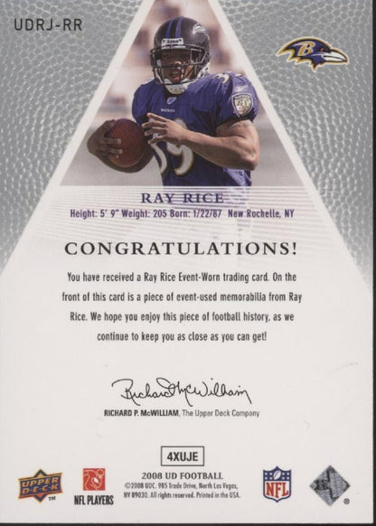 Ray Rice 2008 Upper Deck Swatch RC #UDRJ - RR - Collector Store LLC