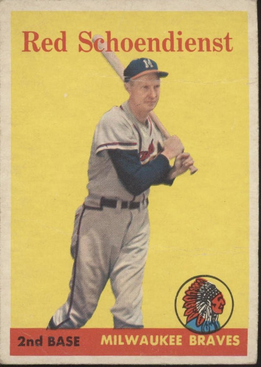 Red Schoendienst 1958 Topps #190 Milwaukee Braves PR - Collector Store LLC