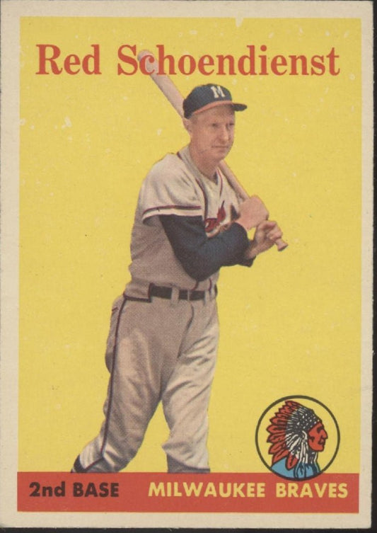 Red Schoendienst 1958 Topps #190 Milwaukee Braves VG - Collector Store LLC