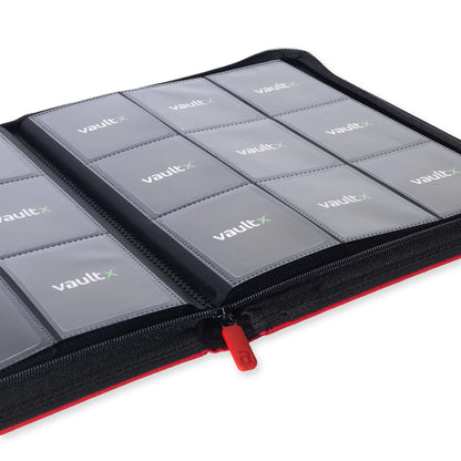 Vaultx 9-Pocket Exo-Tec Zip Binder - Fire Red