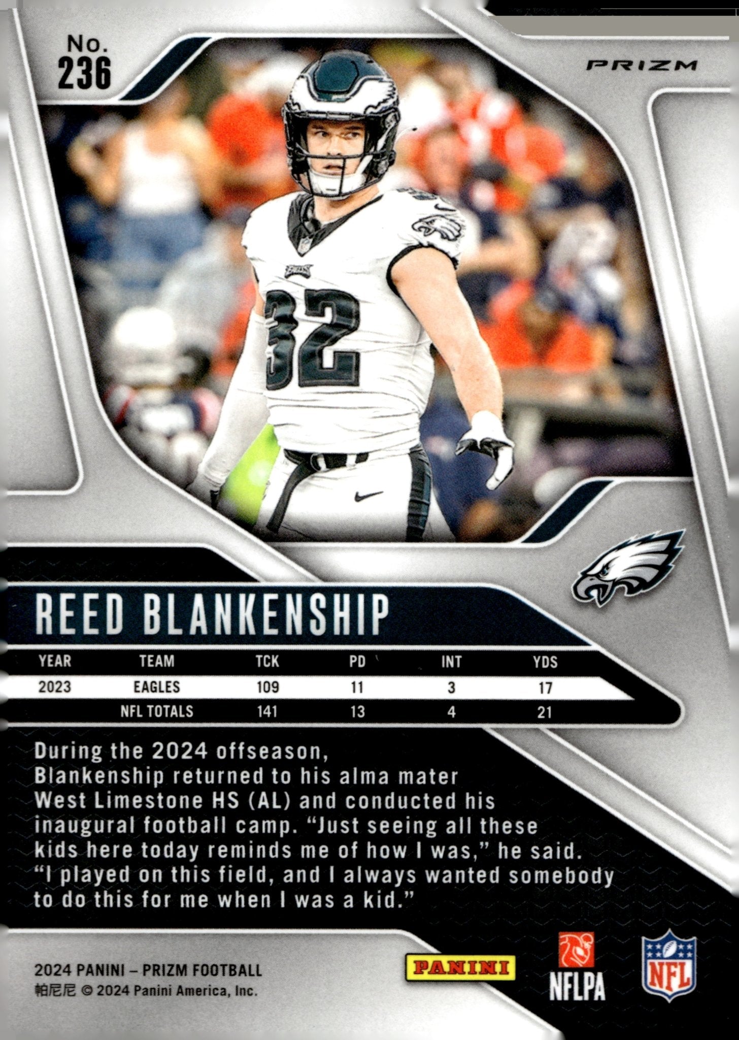 Reed Blankenship 2024 Panini Prizm Red White & Blue Prizm #236 - Collector Store LLC