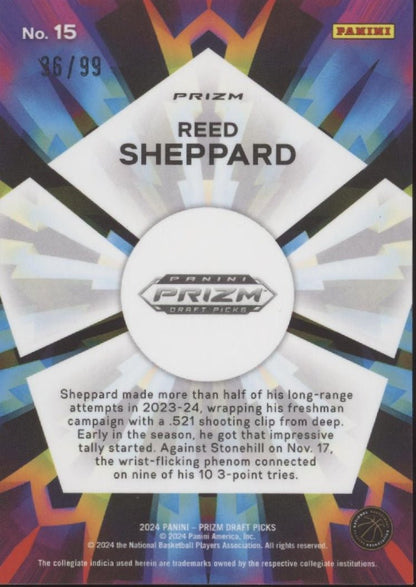 Reed Sheppard 2024 Panini Prizm Draft Picks Kaleidoscope Prizm RC 36/99 #15 - Collector Store LLC