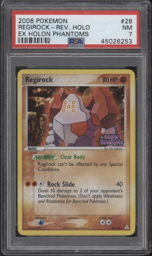 Regirock Pokemon ex Holon Phantoms Reverse Holo 28 PSA 7 - Collector Store LLC