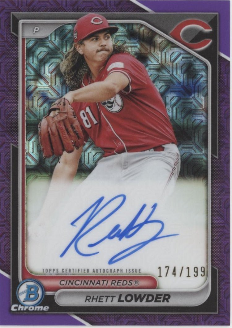 Rhett Lowder 2024 Bowman Chrome Purple Mojo Refractor Auto 174/199 #BMA - RL - Collector Store LLC