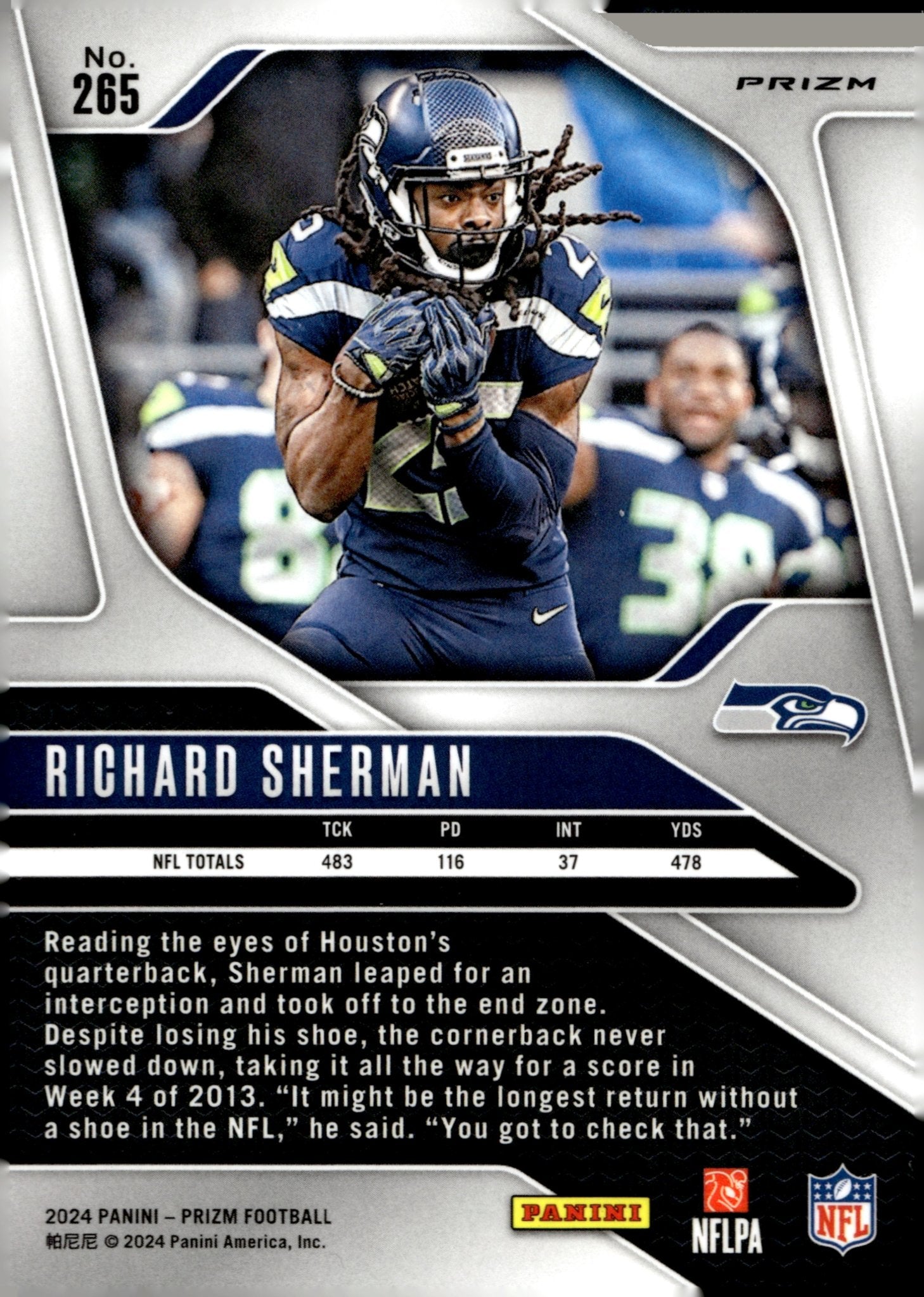 Richard Sherman 2024 Panini Prizm Green Prizm #265 - Collector Store LLC