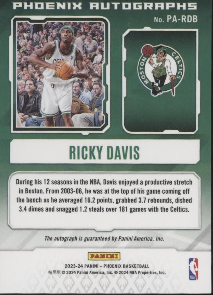 Ricky Davis 2023 - 24 Panini Phoenix Refractor Auto PA - RDB - Collector Store LLC